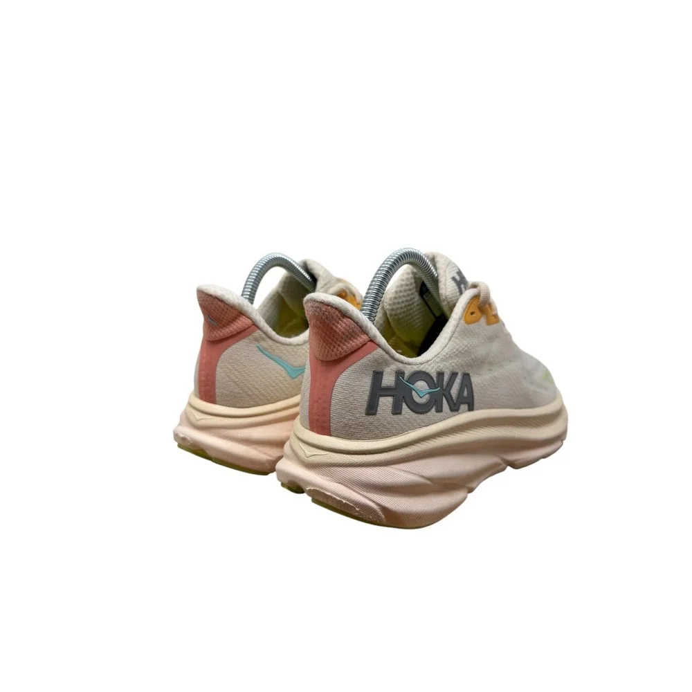 Hoka Clifton 9 Running Shoes Womens 8.5 Vanilla Sea Glass Mesh 1127896 VLS